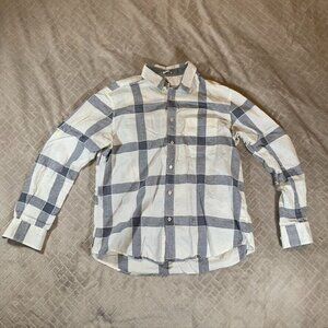 Men's Casual Button Down Shirt - Blue and White Plaid